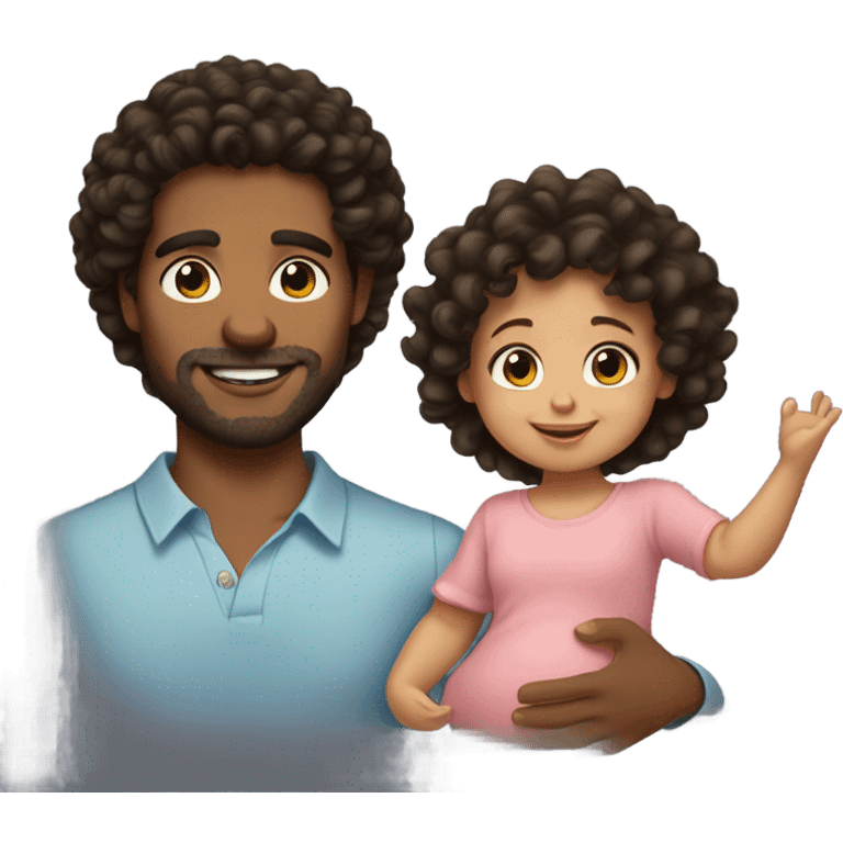 Black Curly hair Hispanic guy with curly haired brown with curly hair baby girl emoji