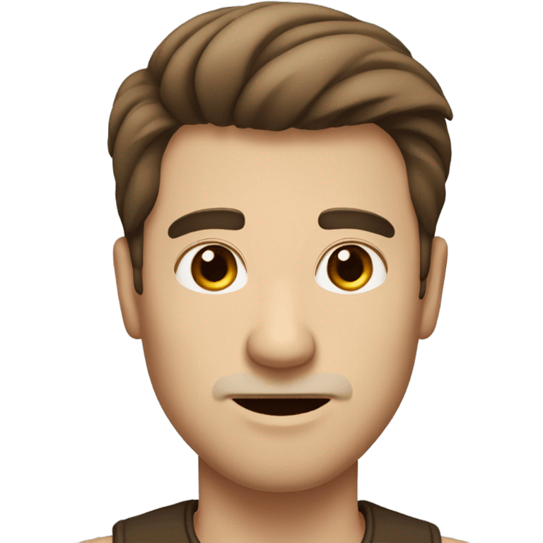 Guy brown hair, fade hair, white mustache, thick eyebrows  emoji