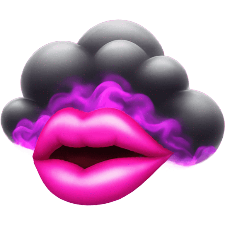 Neon pink lips smoke and release smoke emoji