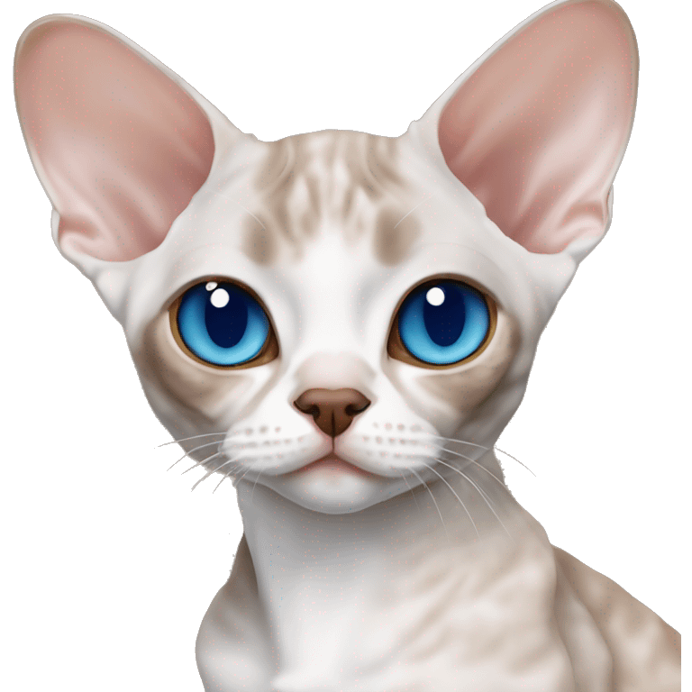 Chocolate Devon Rex and grey Devon Rex with blue eyes emoji