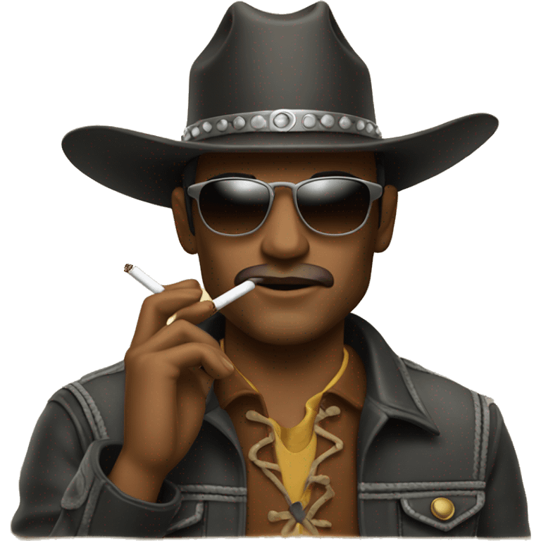 Cowboy wearing sunglasses smoking cigarette emoji