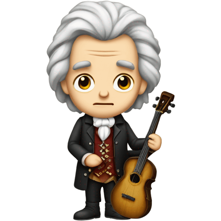 Chibi Beethoven older standing frown banjo emoji