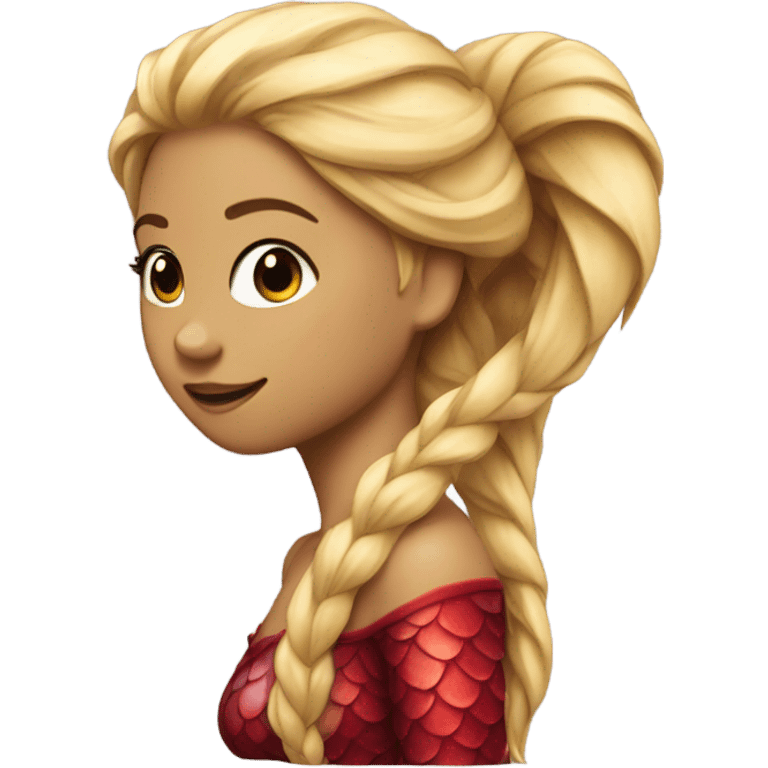 Pretty detailed mermaid with red tail and blonde ponytail  emoji