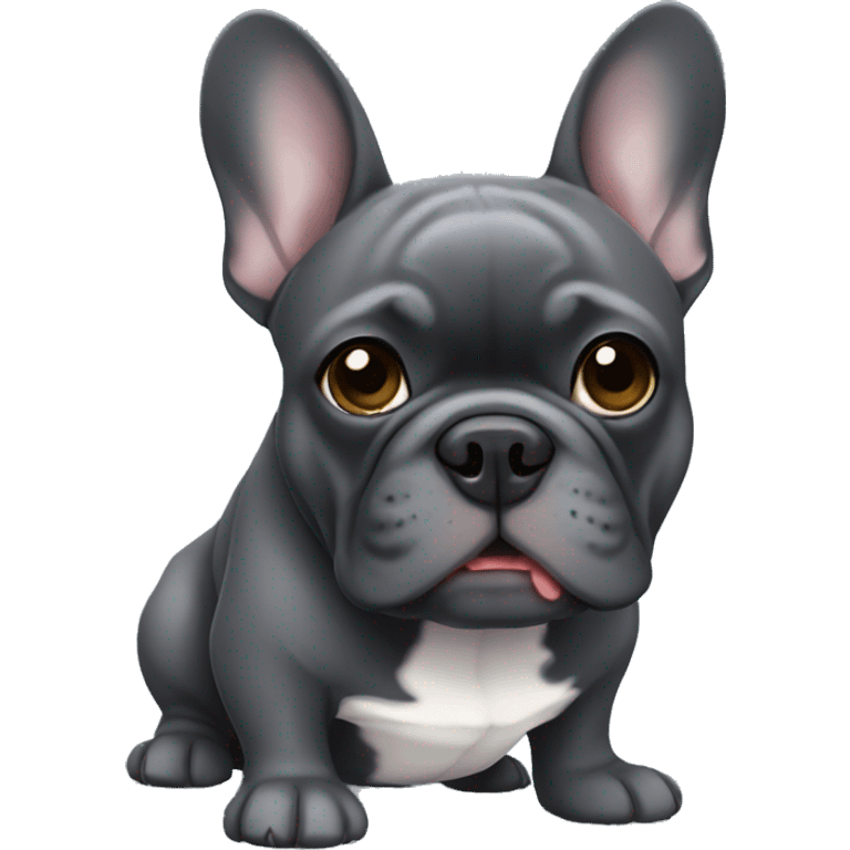 dark gray french bulldog emoji