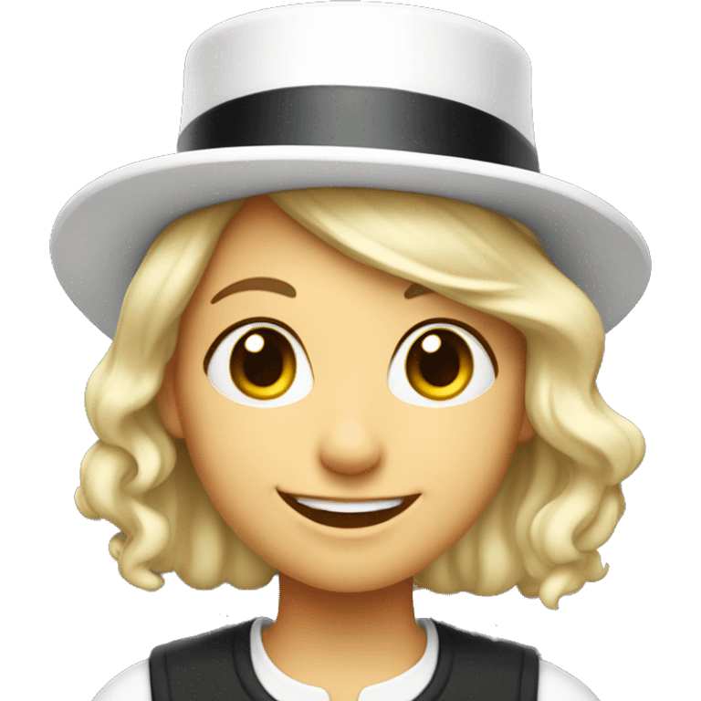 smiling girl white skin, in top hat emoji