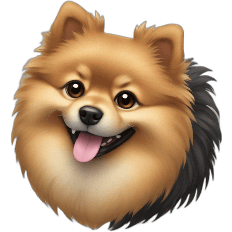 smiling black and tan fluffy pomeranian emoji