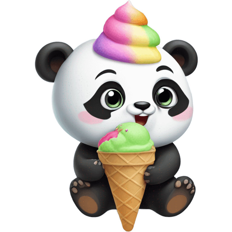 Panda eating ice cream emoji