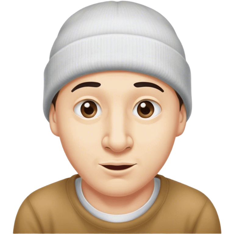 guy with huge nose on his face with a beanie hat on and has double chins emoji