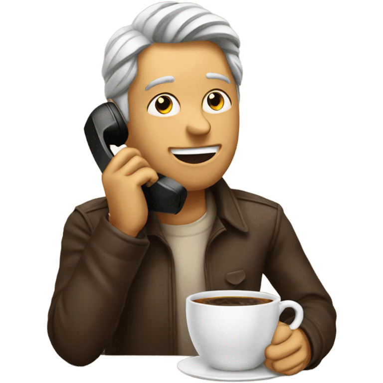 Talking on the phone and having a coffee emoji