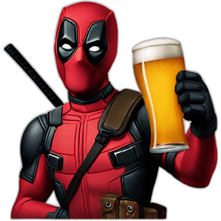 Deadpool drinking beer emoji