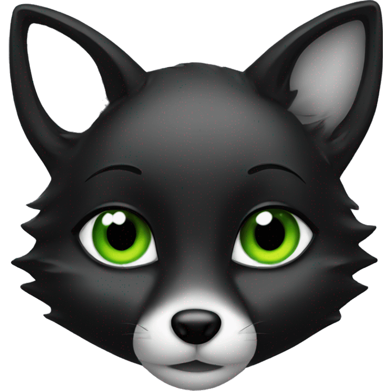 black fox cute female with green eyes emoji