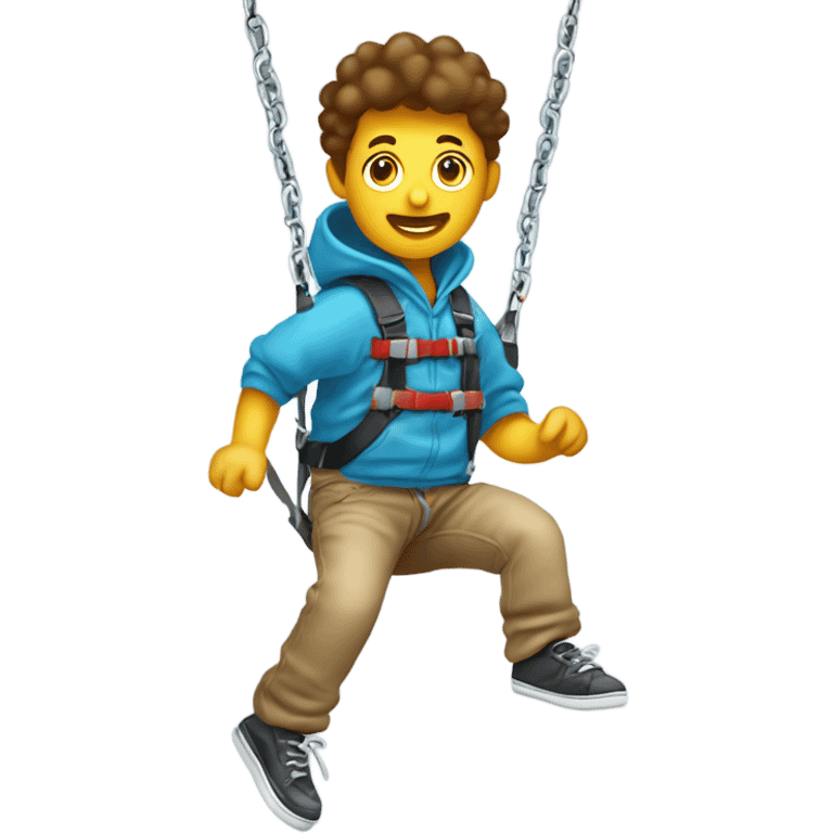 A person bungee jumping while playing with toys who is wearing baggy clothes emoji