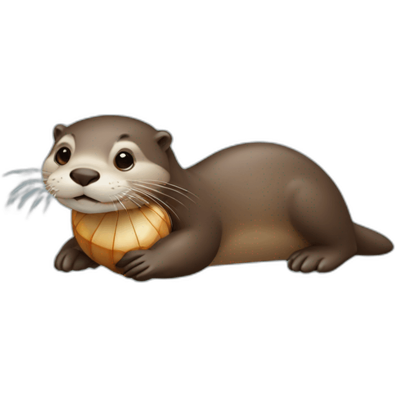 Otter holding a shell  emoji