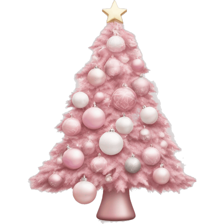 Pastel pink Christmas tree with pink and white ornaments  emoji