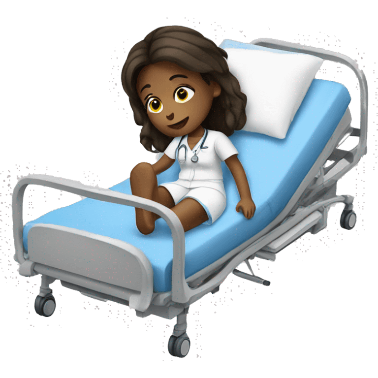 Girl in a hospital bed emoji