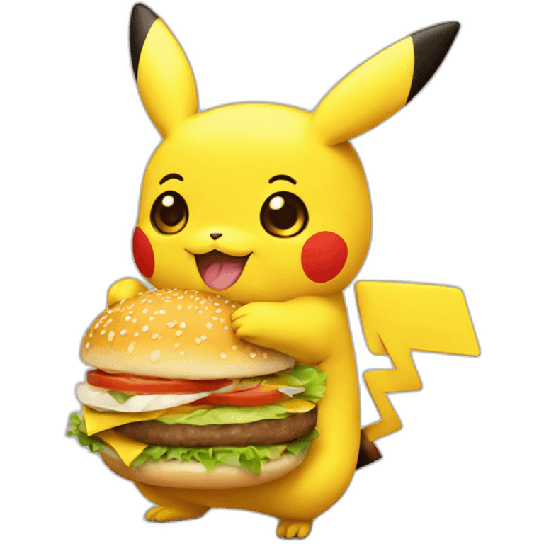 picachu with a hamburger emoji