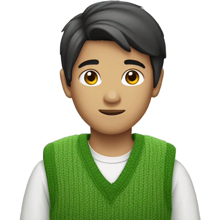 asian boy wearing green Sweater vest emoji