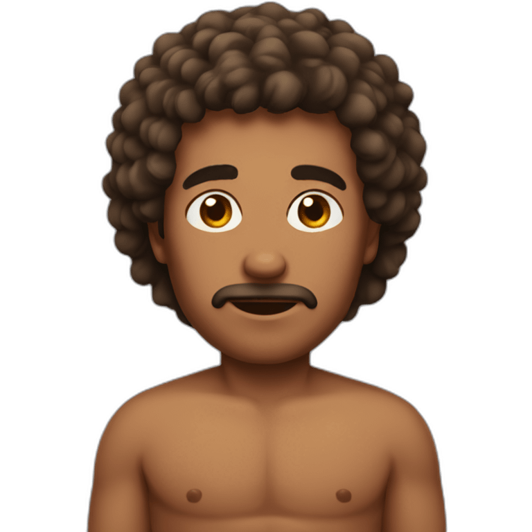 Shirtless man with chest hair emoji