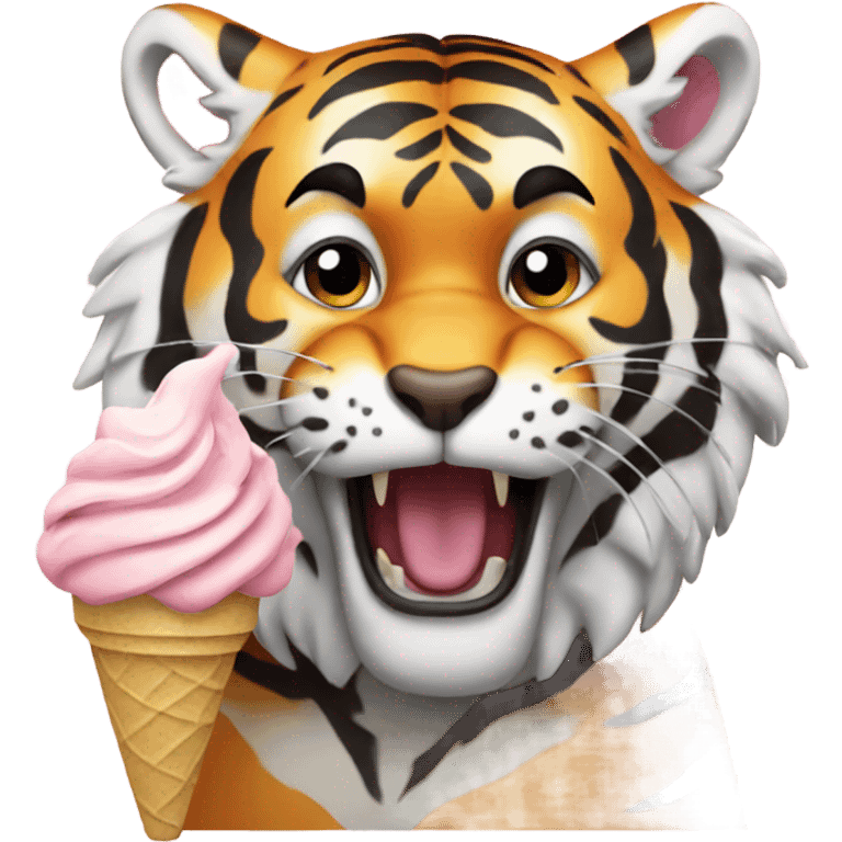 Tiger eating ice cream emoji