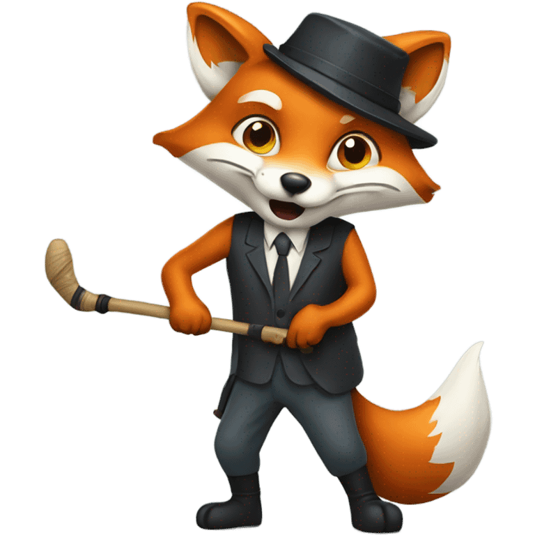 fox with a cane in hand emoji