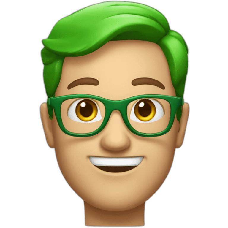 a man, green rubies on his head, waving hello, wearing glasses emoji