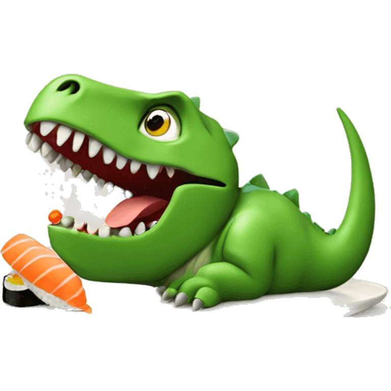 Dinosaur eat sushi emoji