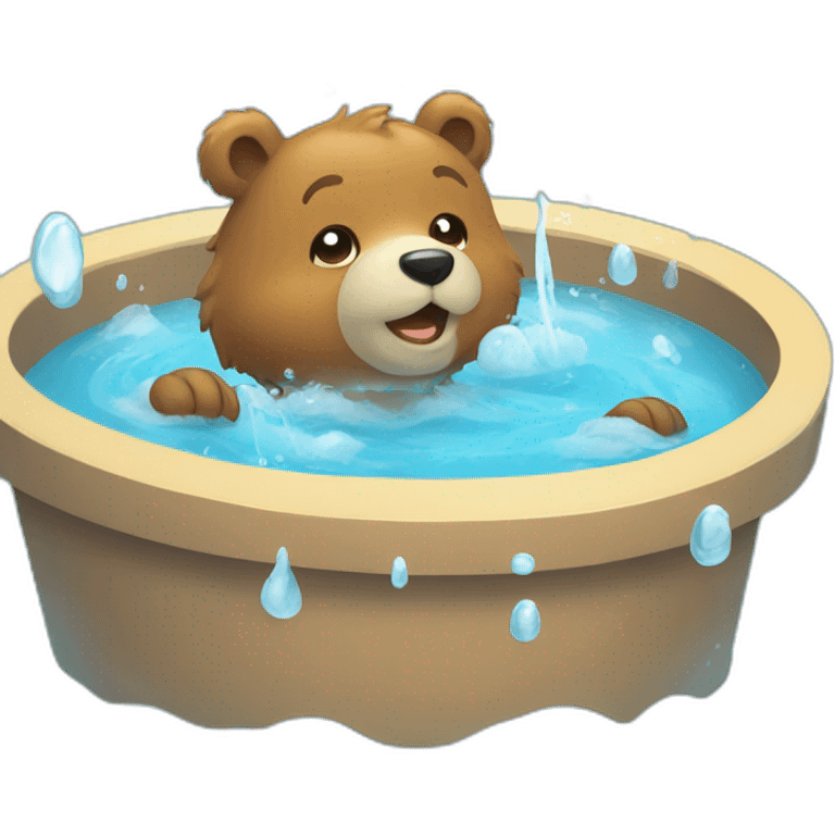 Cute bear bathes in water emoji