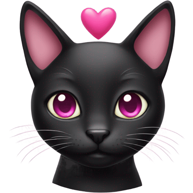 Black cat with pink heart  emoji