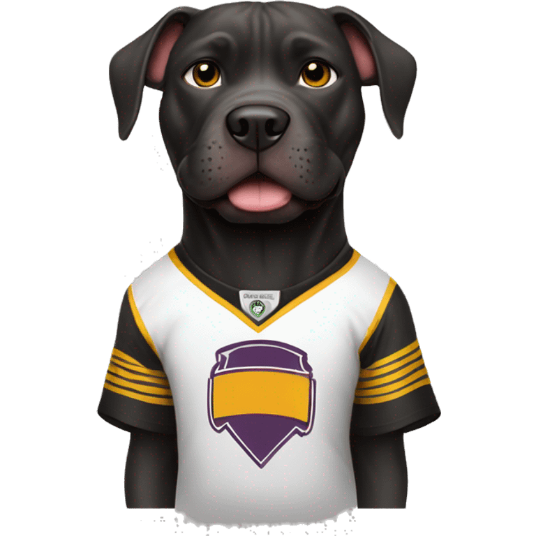 Black pitbull wearing a cheifs jersey emoji