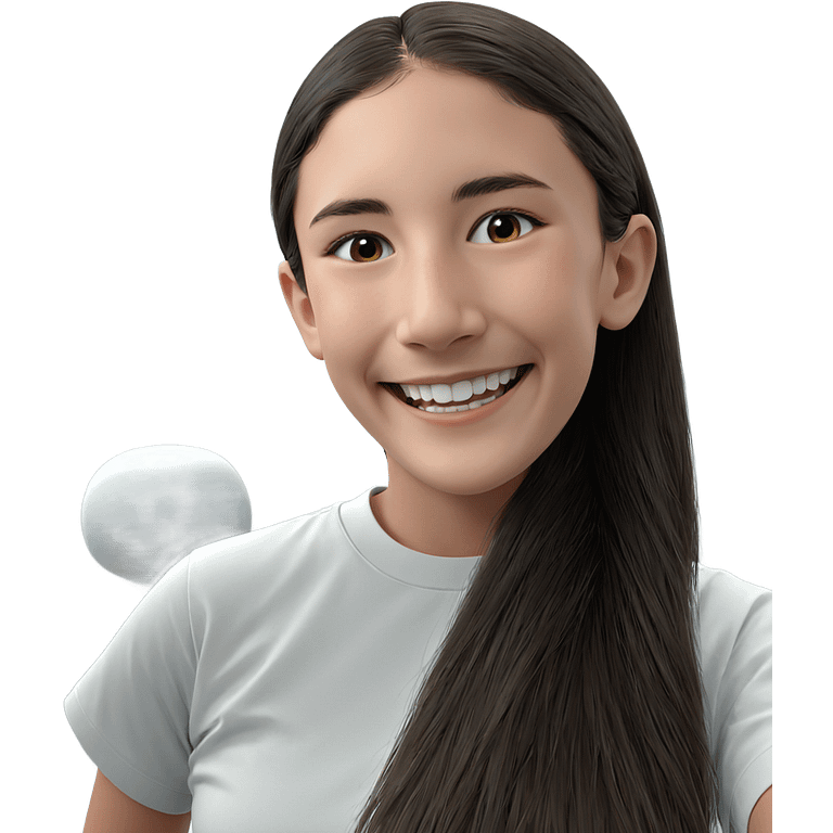 smiling girl in white shirt emoji