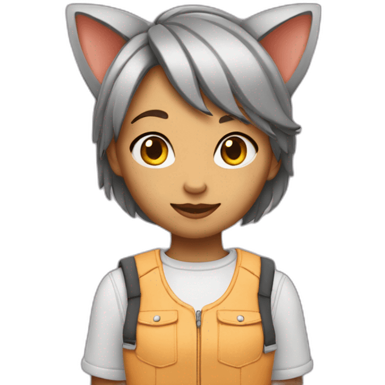 A tomboy girl wearing cat’s ears  emoji