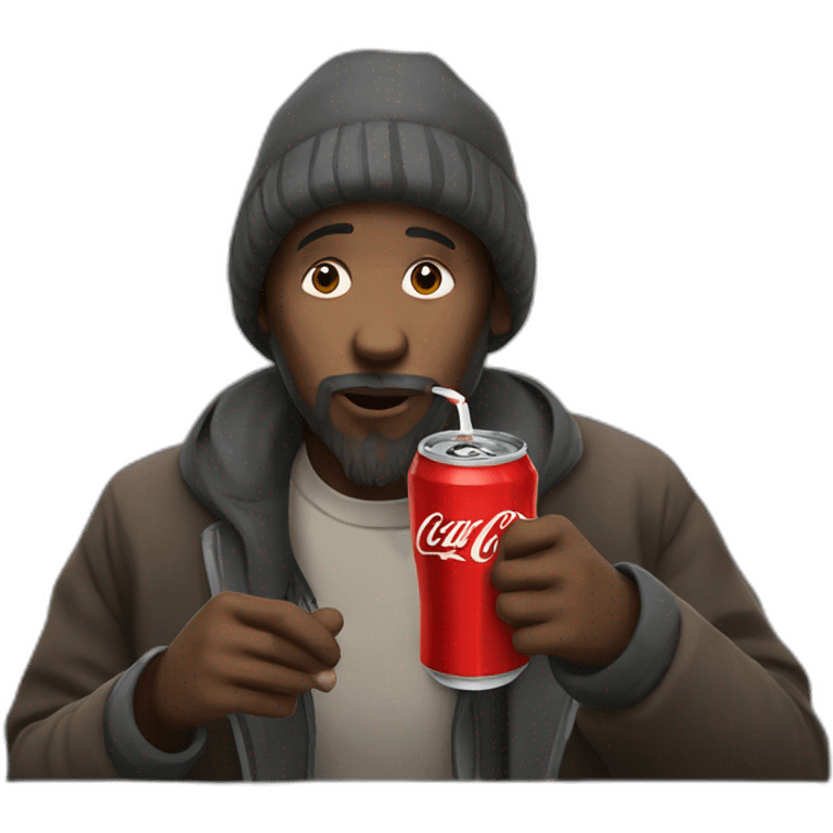 homeless man drinking coke emoji