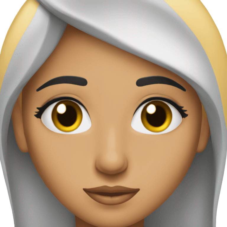 Arab gilrl with fake lashes , straight eyebrow and  straight hair emoji