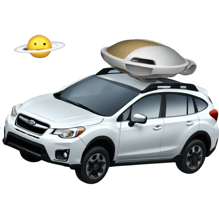 A white Subaru xv flying in space  emoji