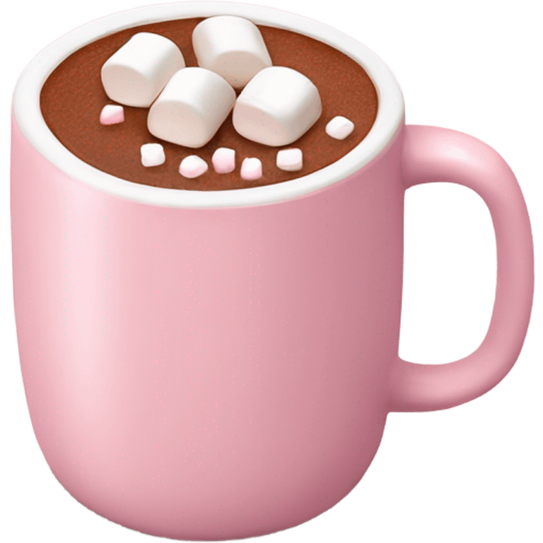 Light Pink mug of hot chocolate with marshmallows  emoji