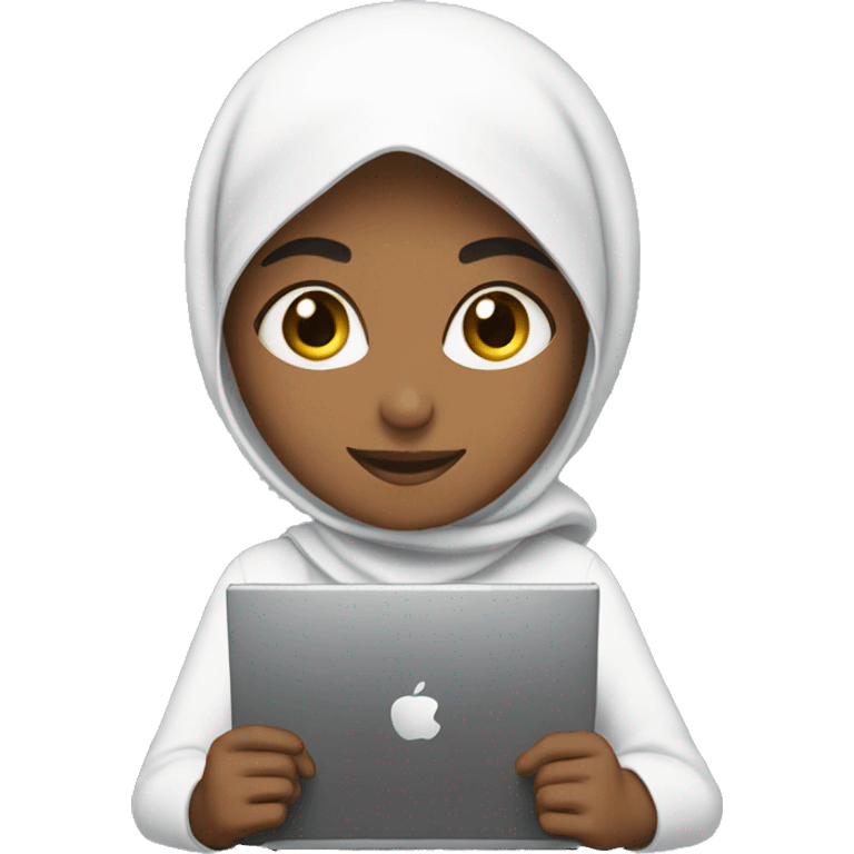 A Muslim girl with computer  emoji