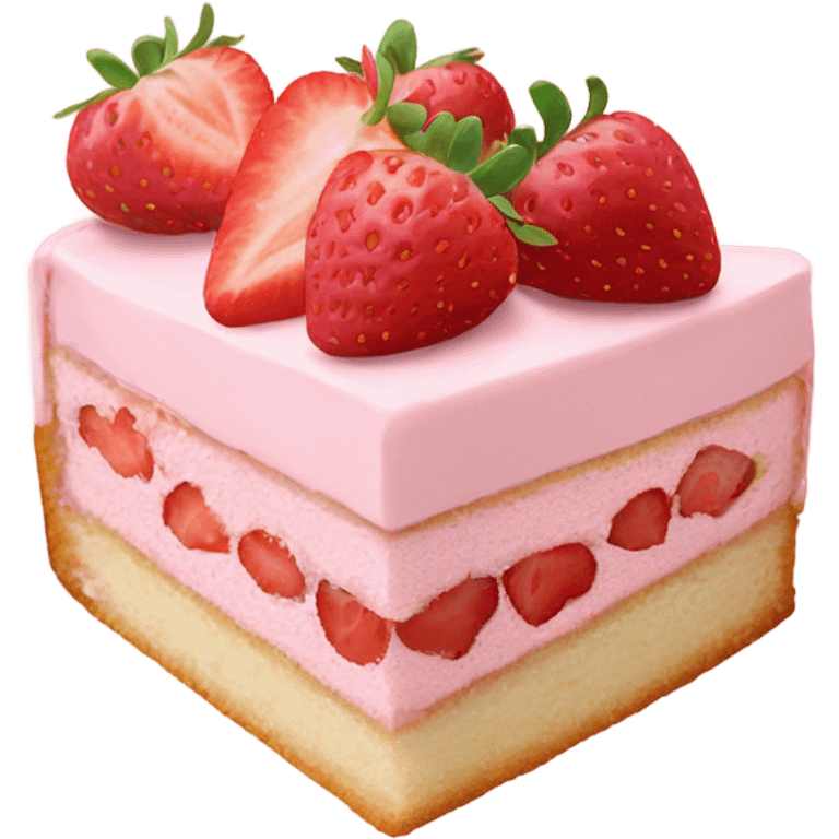 pale pink cake slice with strawberries emoji