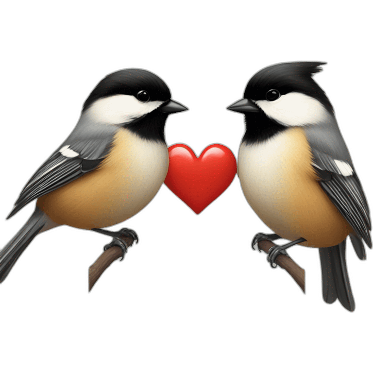 Chickadee and cardinal love emoji