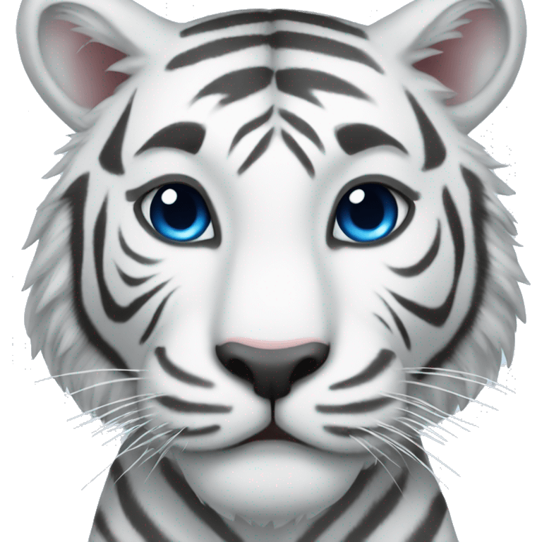 White tiger with blue stripes love emoji emoji