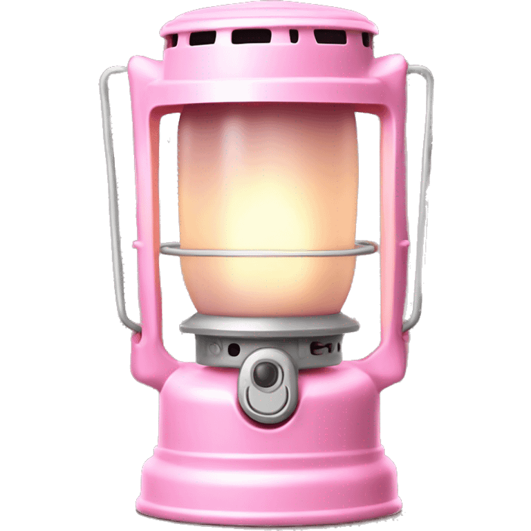 Realistic camping light pink lit camping lantern lisolated. emoji