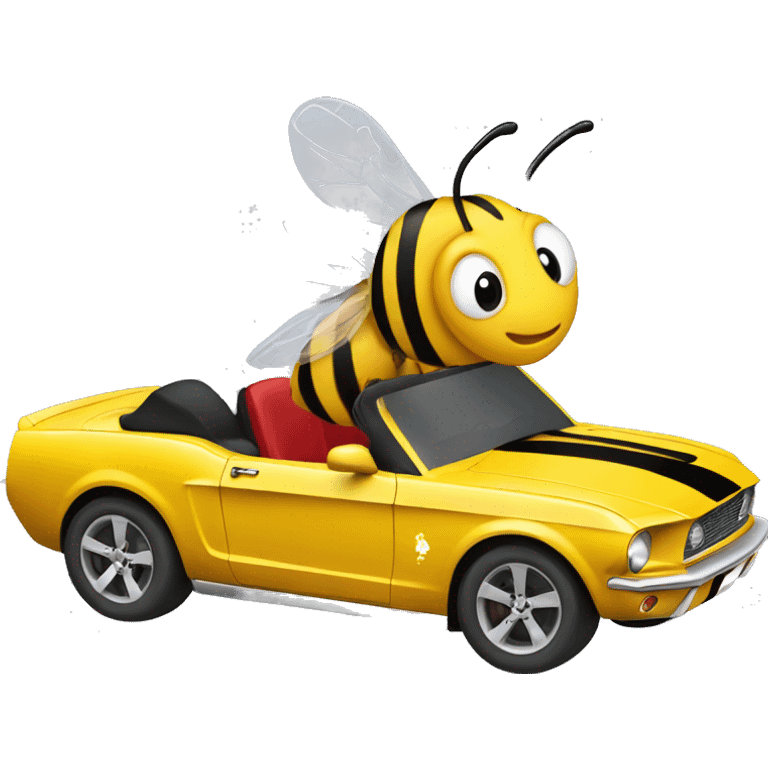 Bee in a red mustang car emoji