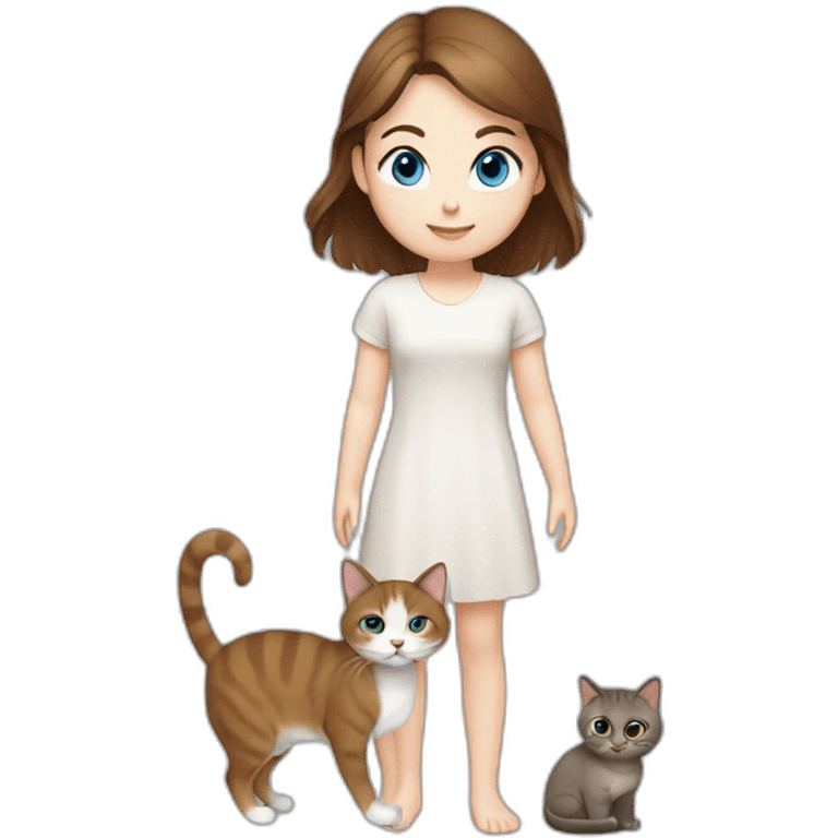 Blue-eyed girl with brown hair with Thai cat emoji