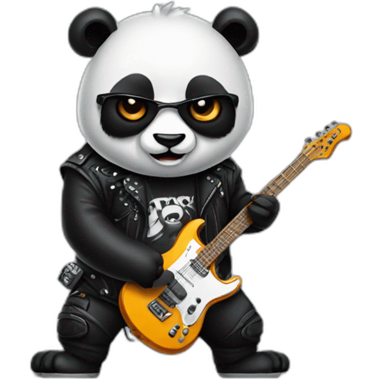 panda with electric guitar and heavy metal clothing emoji