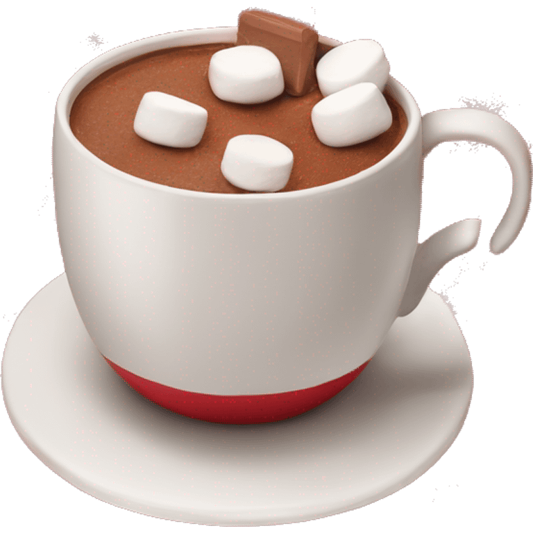 christmas red colour cup with chocolate and marshmallows emoji