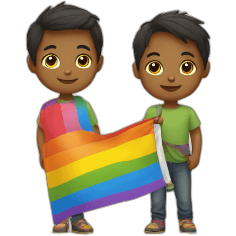 Enfants qui tient un drapeau LGBT emoji