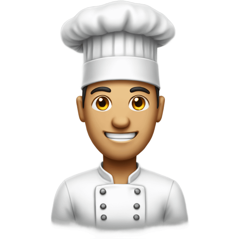 Tall man wearing a chef hat and grilling emoji