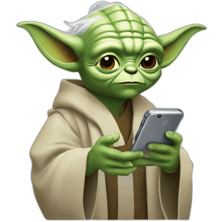 Yoda with a smartphone emoji