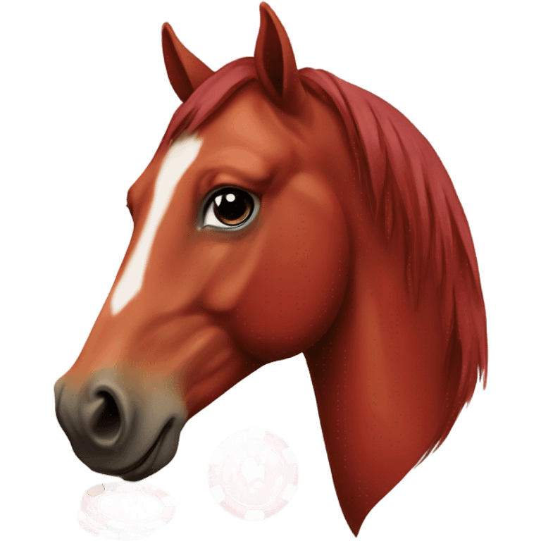 Red horse head with poker chip  emoji