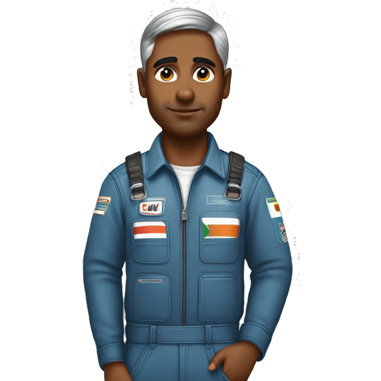 Indian with little hair in mclaren F1 overalls emoji