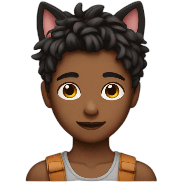 Boy with cat ears on his head and a cute crop top emoji